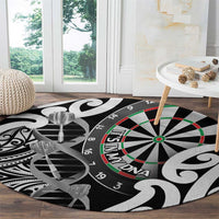 New Zealand Darts Round Carpet Aotearoa Maori Its In My DNA Black - Polynesian Pride