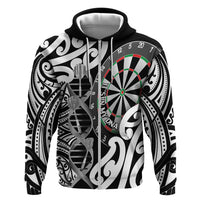 Personalised New Zealand Darts Zip Hoodie Aotearoa Maori Its In My DNA Black - Polynesian Pride