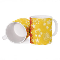 Kahili Quilt Hawaii Ceramic Mug Tropical Flower Seamless Half Style