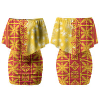 Kahili Quilt Hawaii Couples Matching Off Shoulder Short Dress and Hawaiian Shirt Tropical Flower Seamless Half Style LT14 - Polynesian Pride