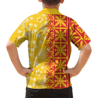 Kahili Quilt Hawaii Family Matching Off Shoulder Maxi Dress and Hawaiian Shirt Tropical Flower Seamless Half Style