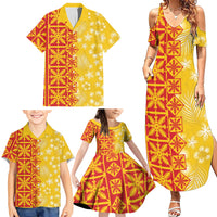 Kahili Quilt Hawaii Family Matching Summer Maxi Dress and Hawaiian Shirt Tropical Flower Seamless Half Style LT14 - Polynesian Pride