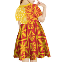 Kahili Quilt Hawaii Kid Short Sleeve Dress Tropical Flower Seamless Half Style LT14 - Polynesian Pride
