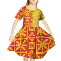 Kahili Quilt Hawaii Kid Short Sleeve Dress Tropical Flower Seamless Half Style LT14 - Polynesian Pride