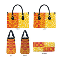 Kahili Quilt Hawaii Leather Bag Tropical Flower Seamless Half Style