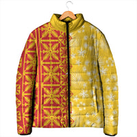 Kahili Quilt Hawaii Padded Jacket Tropical Flower Seamless Half Style