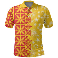 Kahili Quilt Hawaii Polo Shirt Tropical Flower Seamless Half Style LT14 Yellow - Polynesian Pride
