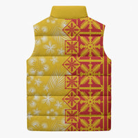 Kahili Quilt Hawaii Sleeveless Puffer Jacket Tropical Flower Seamless Half Style