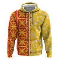 Kahili Quilt Hawaii Zip Hoodie Tropical Flower Seamless Half Style