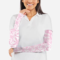 Pastel Pink Kahili Quilt Hawaii Arm Sleeves Tropical Flower Seamless Half Style