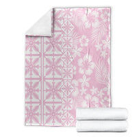 Pastel Pink Kahili Quilt Hawaii Blanket Tropical Flower Seamless Half Style
