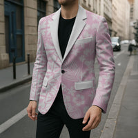 Pastel Pink Kahili Quilt Hawaii Blazer Tropical Flower Seamless Half Style