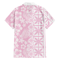 Pastel Pink Kahili Quilt Hawaii Family Matching Mermaid Dress and Hawaiian Shirt Tropical Flower Seamless Half Style LT14 Dad's Shirt - Long Sleeve Pink - Polynesian Pride