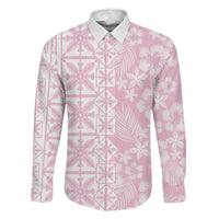 Pastel Pink Kahili Quilt Hawaii Family Matching Mermaid Dress and Hawaiian Shirt Tropical Flower Seamless Half Style LT14 Daughter's Dress Pink - Polynesian Pride