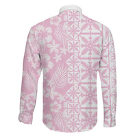 Pastel Pink Kahili Quilt Hawaii Family Matching Off The Shoulder Long Sleeve Dress and Hawaiian Shirt Tropical Flower Seamless Half Style LT14 Son's Shirt Pink - Polynesian Pride