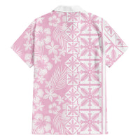 Pastel Pink Kahili Quilt Hawaii Family Matching Puletasi and Hawaiian Shirt Tropical Flower Seamless Half Style LT14 Dad's Shirt - Long Sleeve Pink - Polynesian Pride