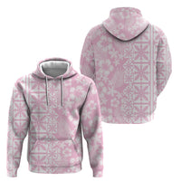 Pastel Pink Kahili Quilt Hawaii Hoodie Tropical Flower Seamless Half Style