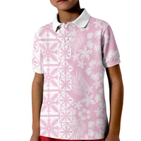 Pastel Pink Kahili Quilt Hawaii Kid Polo Shirt Tropical Flower Seamless Half Style