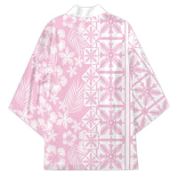 Pastel Pink Kahili Quilt Hawaii Kimono Tropical Flower Seamless Half Style