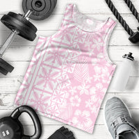 Pastel Pink Kahili Quilt Hawaii Men Tank Top Tropical Flower Seamless Half Style