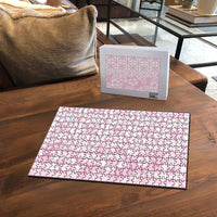 Pastel Pink Kahili Quilt Hawaii Puzzle Tropical Flower Seamless Half Style