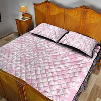 Pastel Pink Kahili Quilt Hawaii Quilt Bed Set Tropical Flower Seamless Half Style