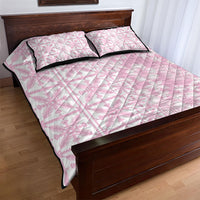 Pastel Pink Kahili Quilt Hawaii Quilt Bed Set Tropical Flower Seamless Half Style