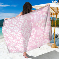 Pastel Pink Kahili Quilt Hawaii Sarong Tropical Flower Seamless Half Style