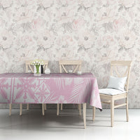 Pastel Pink Kahili Quilt Hawaii Tablecloth Tropical Flower Seamless Half Style