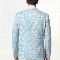 Pastel Blue Kahili Quilt Hawaii Blazer Tropical Flower Seamless Half Style