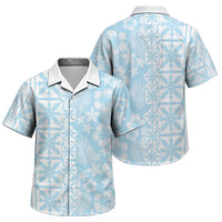 Pastel Blue Kahili Quilt Hawaii Family Matching Tank Maxi Dress and Hawaiian Shirt Tropical Flower Seamless Half Style LT14 Son's Shirt Blue - Polynesian Pride