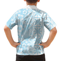 Pastel Blue Kahili Quilt Hawaii Hawaiian Shirt Tropical Flower Seamless Half Style LT14 - Polynesian Pride