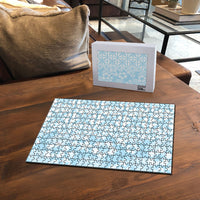 Pastel Blue Kahili Quilt Hawaii Puzzle Tropical Flower Seamless Half Style