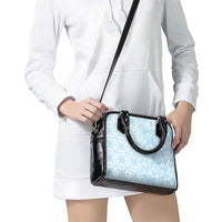 Pastel Blue Kahili Quilt Hawaii Shoulder Handbag Tropical Flower Seamless Half Style