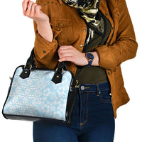 Pastel Blue Kahili Quilt Hawaii Shoulder Handbag Tropical Flower Seamless Half Style