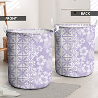 Pastel Purple Kahili Quilt Hawaii Laundry Basket Tropical Flower Seamless Half Style