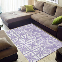Pastel Purple Kahili Quilt Hawaii Area Rug Tropical Flower Seamless Half Style
