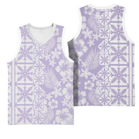 Pastel Purple Kahili Quilt Hawaii Basketball Jersey Tropical Flower Seamless Half Style