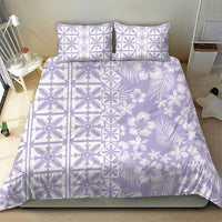 Pastel Purple Kahili Quilt Hawaii Bedding Set Tropical Flower Seamless Half Style