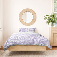 Pastel Purple Kahili Quilt Hawaii Bedding Set Tropical Flower Seamless Half Style