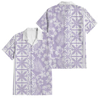 Pastel Purple Kahili Quilt Hawaii Family Matching Mermaid Dress and Hawaiian Shirt Tropical Flower Seamless Half Style LT14 Dad's Shirt - Short Sleeve Purple - Polynesian Pride
