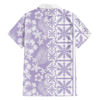 Pastel Purple Kahili Quilt Hawaii Family Matching Short Sleeve Bodycon Dress and Hawaiian Shirt Tropical Flower Seamless Half Style LT14 Dad's Shirt - Long Sleeve Purple - Polynesian Pride