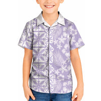 Pastel Purple Kahili Quilt Hawaii Kid Hawaiian Shirt Tropical Flower Seamless Half Style LT14 Kid Purple - Polynesian Pride