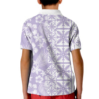 Pastel Purple Kahili Quilt Hawaii Kid Polo Shirt Tropical Flower Seamless Half Style