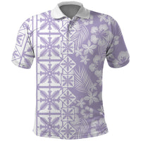 Pastel Purple Kahili Quilt Hawaii Polo Shirt Tropical Flower Seamless Half Style LT14 Purple - Polynesian Pride