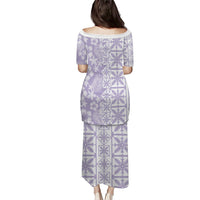 Pastel Purple Kahili Quilt Hawaii Puletasi Tropical Flower Seamless Half Style LT14 - Polynesian Pride