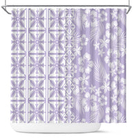 Pastel Purple Kahili Quilt Hawaii Shower Curtain Tropical Flower Seamless Half Style