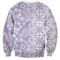 Pastel Purple Kahili Quilt Hawaii Sweatshirt Tropical Flower Seamless Half Style