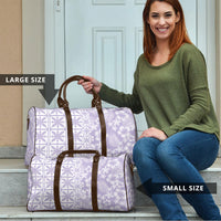 Pastel Purple Kahili Quilt Hawaii Travel Bag Tropical Flower Seamless Half Style