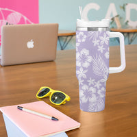 Pastel Purple Kahili Quilt Hawaii Tumbler With Handle Tropical Flower Seamless Half Style